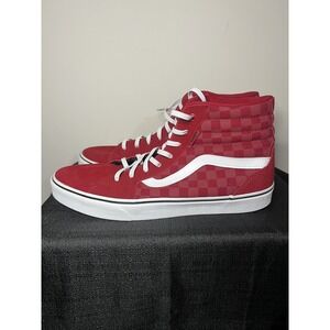 Vans SK8-Hi Red Suede Checkered High Top Skate Sneakers Mens Shoe size 12